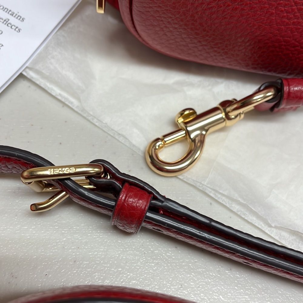 Coach Red Court Crossbody With Ruching Bag - Picture 4 of 10